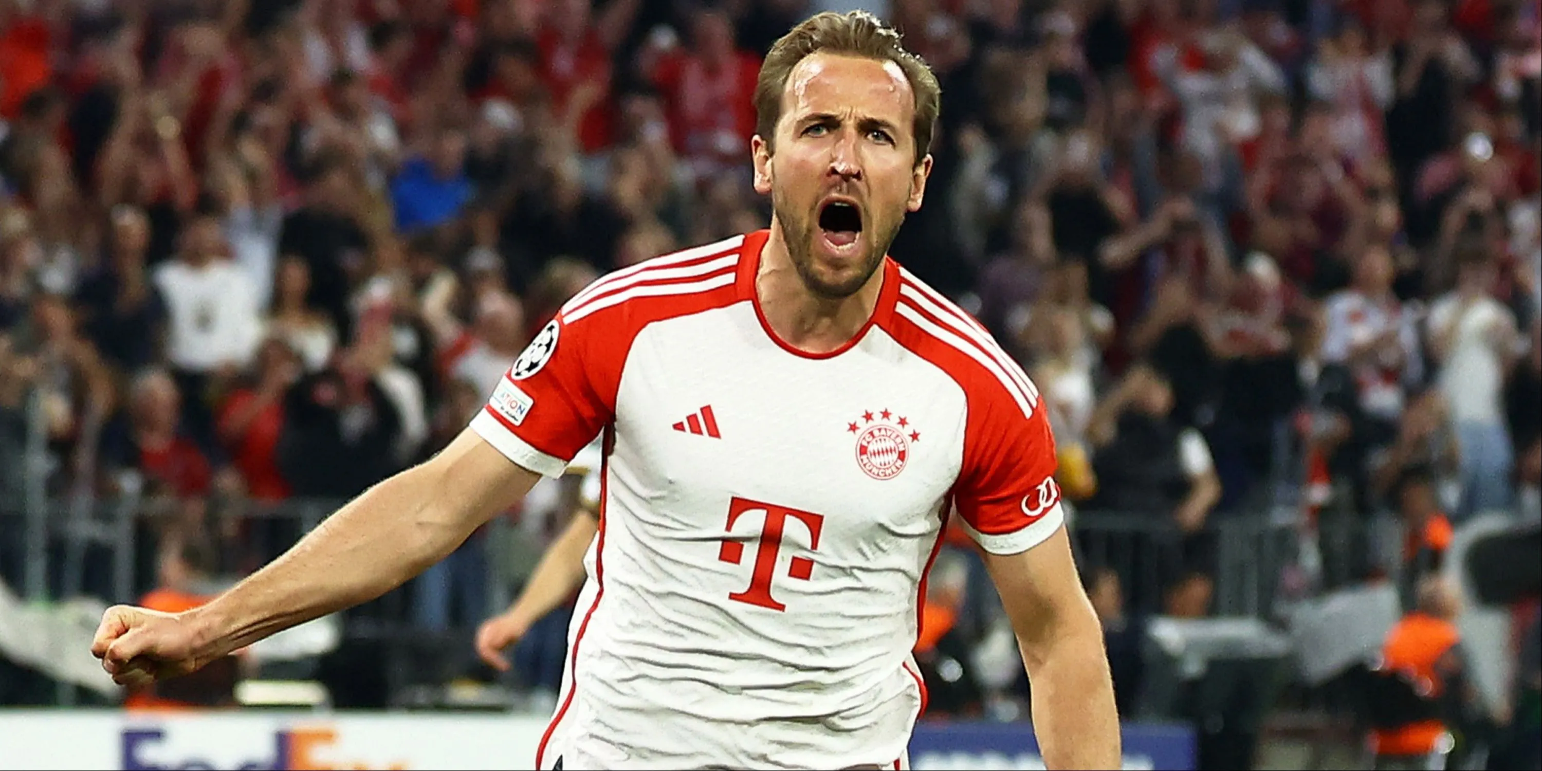 Harry Kane ăn mừng sau khi ghi bàn cho Bayern Munich