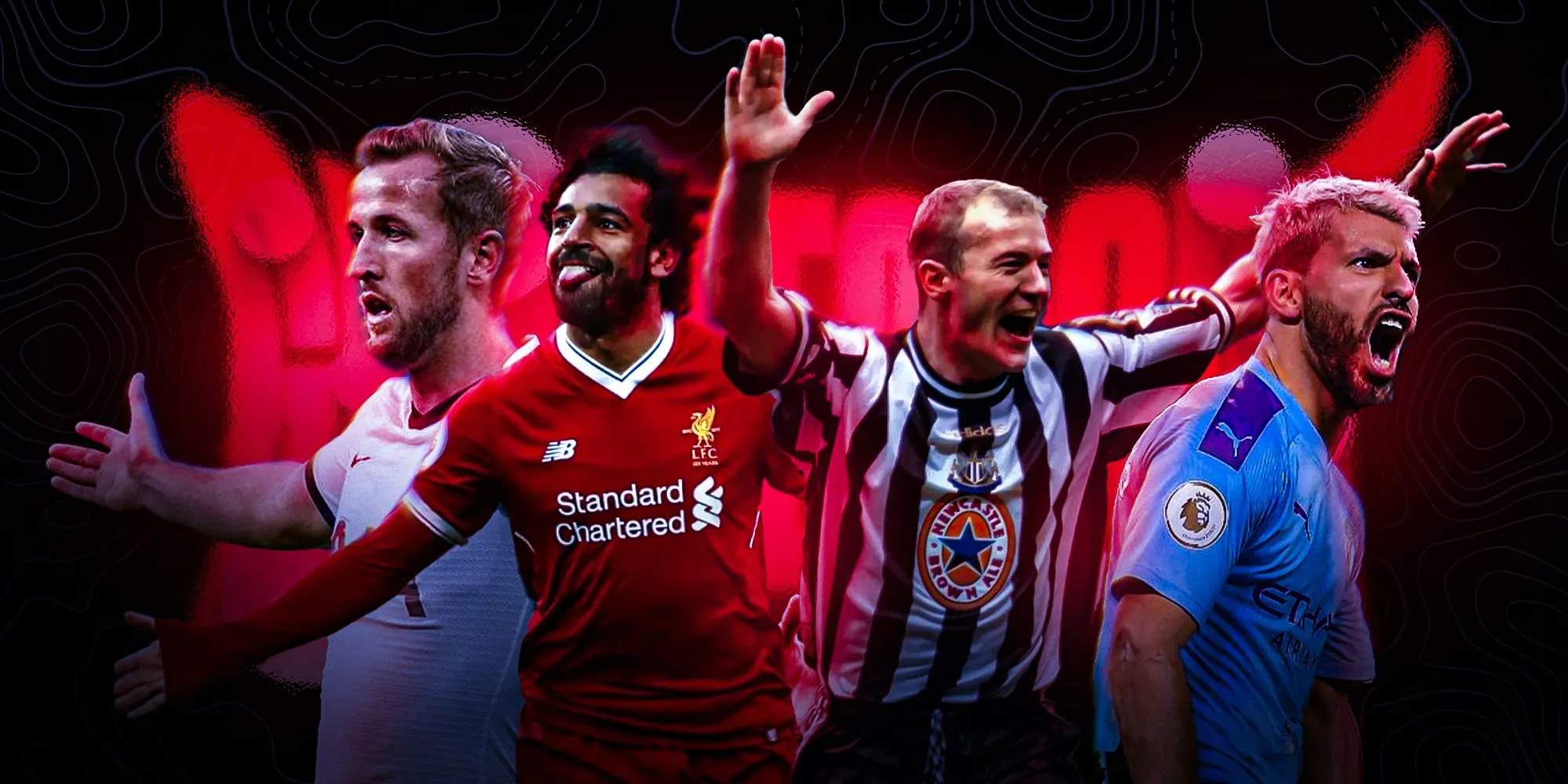 Harry Kane, Mohamed Salah, Alan Shearer và Sergio Aguero - những chân sút vĩ đại của Premier League