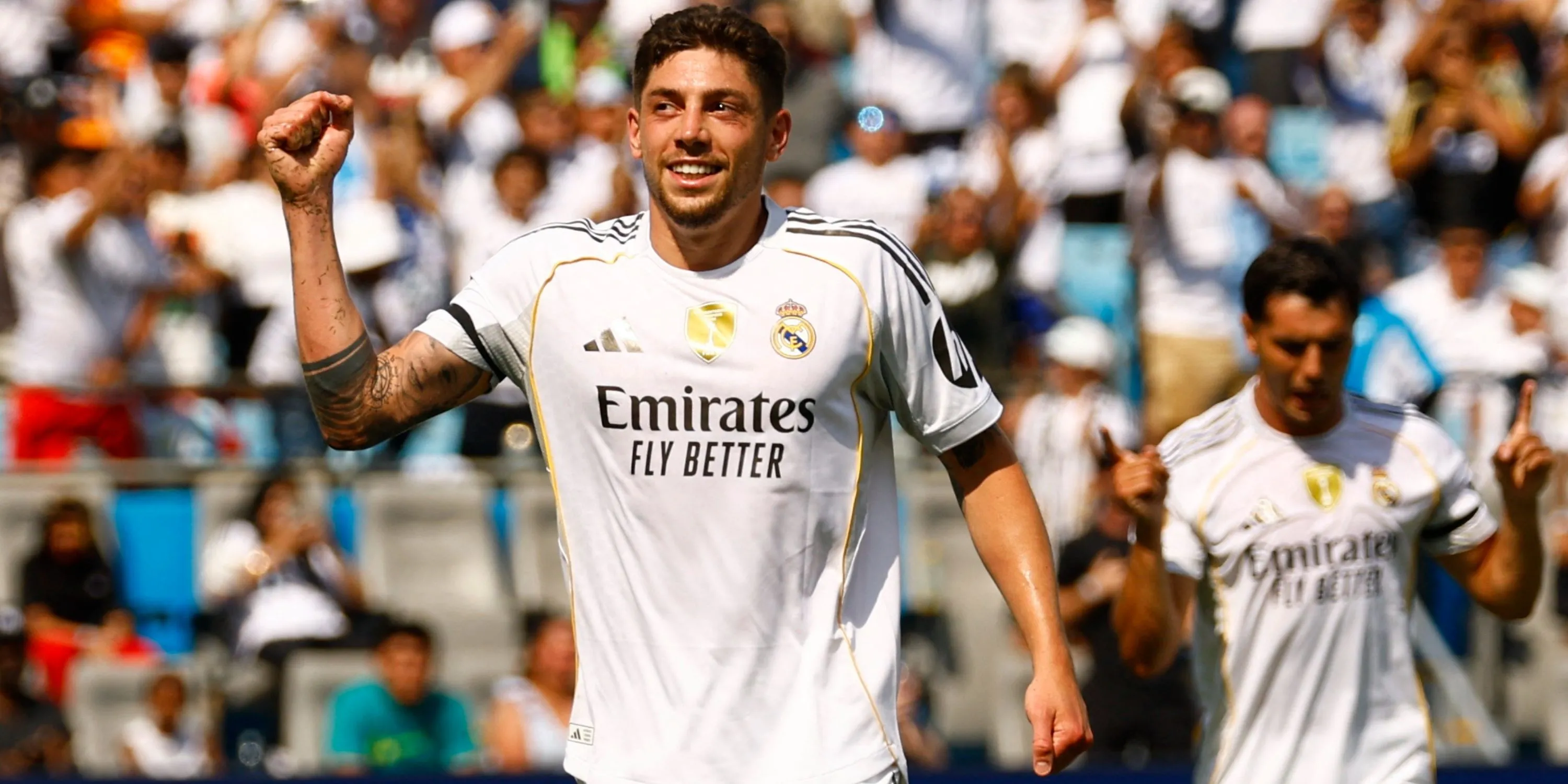 Federico Valverde ăn mừng bàn thắng ở trận Club World Cup cho Real Madrid