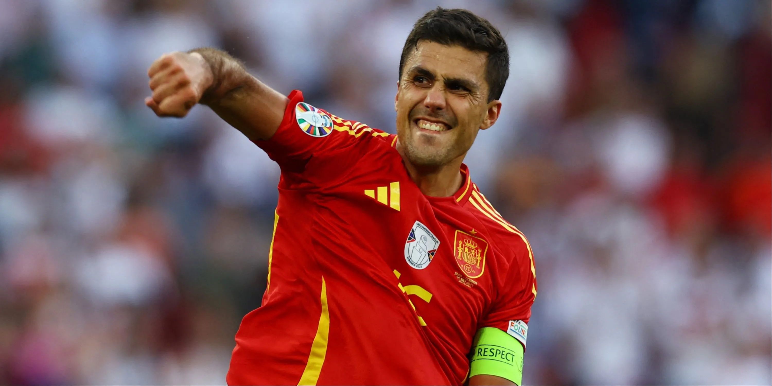 Rodri ăn mừng sau khi ghi bàn cho Tây Ban Nha tại Euro 2024